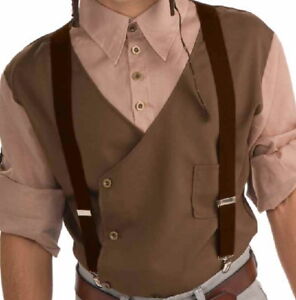 SteamPunk Cosplay Brown Adjustable Suspenders, Adult Costume New Sealed