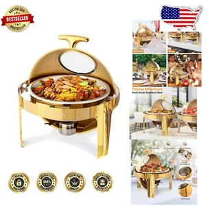 6 QT Stainless Steel Buffet Warmer Set with Roll Top & Complete Serving Options - Picture 1 of 10