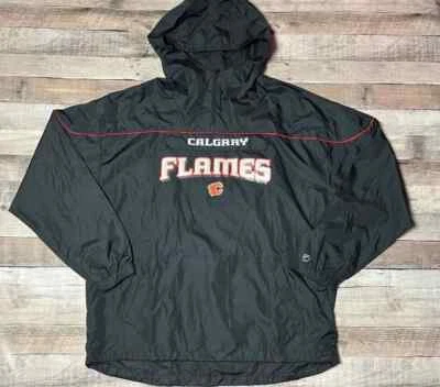 Calgary Flames Windbreaker Men's Large Black CCM NHL Hockey Outerwear - Image 1 of 4