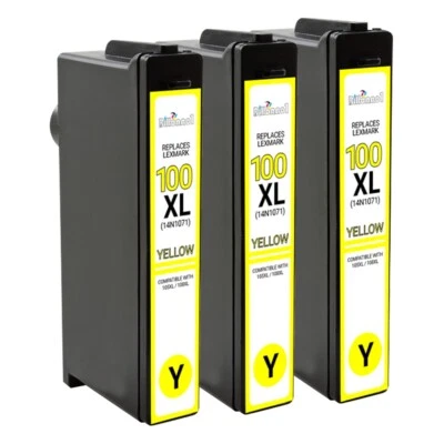 3PK For Lexmark 100XL Yellow Ink Cartridge Interpret S405  - Image 1 of 3