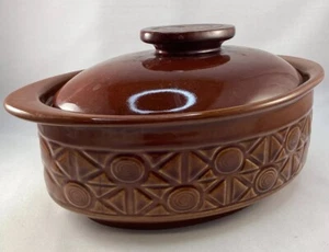 Vintage 1960s BESWICK 'Zorba' Oven to Table Range Brown Oval Casserole Dish - Picture 1 of 11