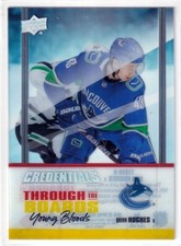 2019-20 Upper Deck Credentials Through the Boards Young Bloods Quinn Hughes RC