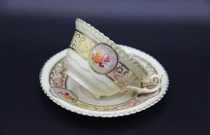 Antique Late 19th Century Cup & Saucer with Colourful Floral Design - Picture 1 of 12