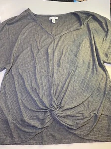 Womens NINE WEST Blouse Gray XL V-neck Featuring crossed front - Picture 1 of 5