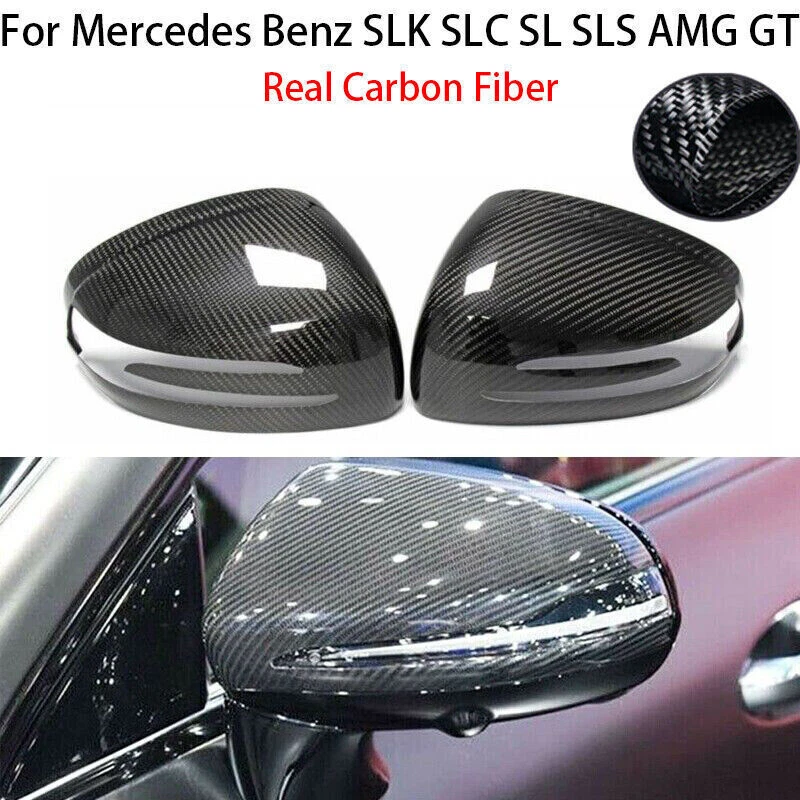 Tapa de cubierta de espejo retrovisor de coche de fibra de carbono real para Mercedes Benz SLK SLC SL SLS AMG GT Foto 1 de 4