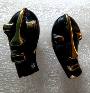 Vintage Mens BLACK AFRICAN MASK CUFFLINKS Costume Jewelry - Picture 1 of 5