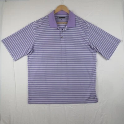 Pebble Beach Performance Polo Shirt Mens XL Purple Stripe Short Sleeve Golf Dad - Image 1 of 4