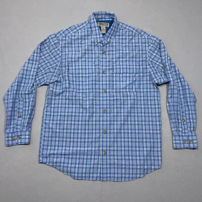 Duluth Trading Co Shirt Men Medium Button Up Blue Polyester Nylon Vented Roll Up - Image 1 of 4