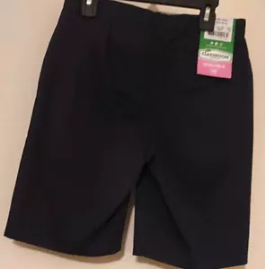 Uniformes de aula, pantalones cortos de cintura ajustable de tiro bajo para niñas azul marino oscuro talla 14 - Imagen 1 de 2