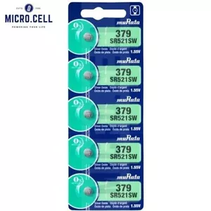 5 X SONY MURATA SR521SW 379 1.55V SILVER OXIDE WATCH BATTERIES MADE IN JAPAN - Picture 1 of 3