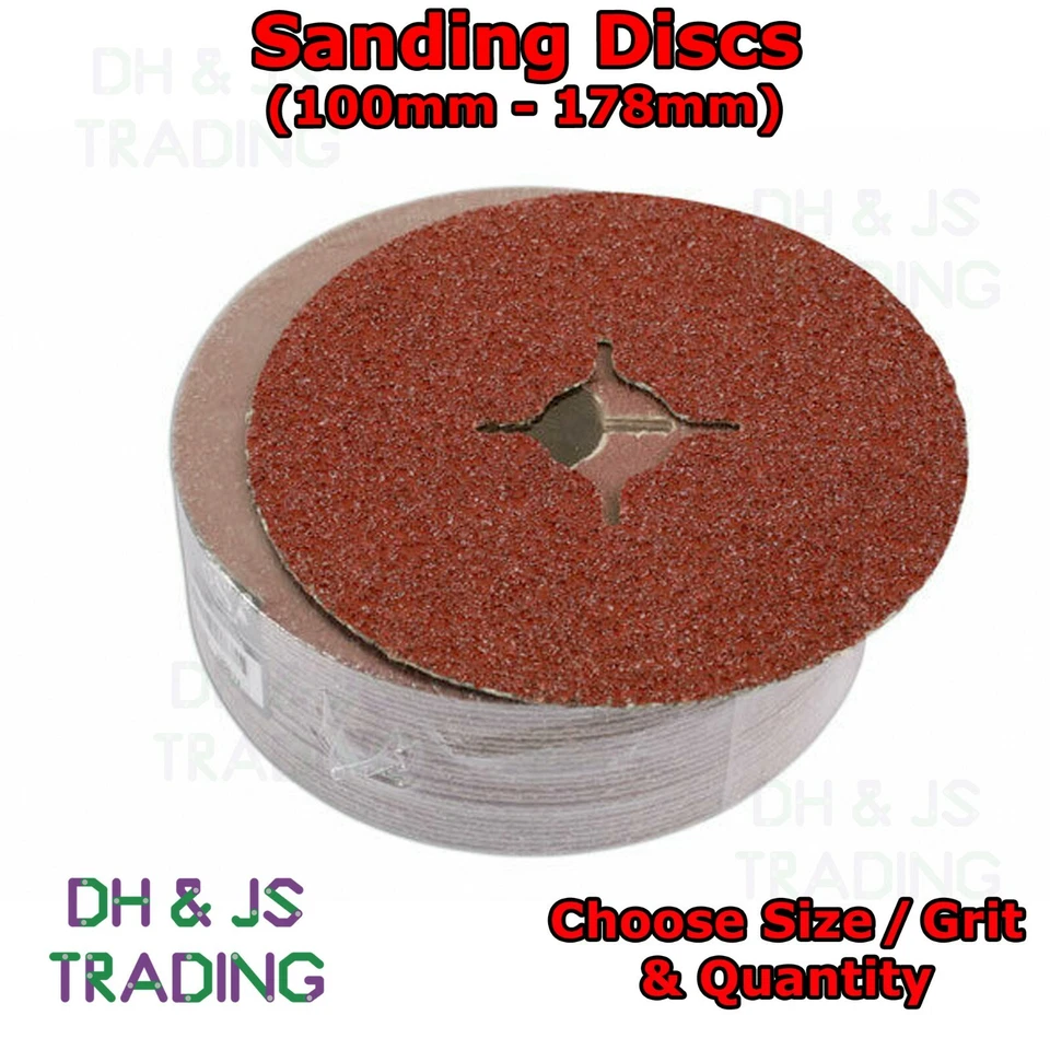 Abracs Fibre Sanding Discs 24 36 60 Grit 100mm 115mm 125mm 178mm Backing Pad