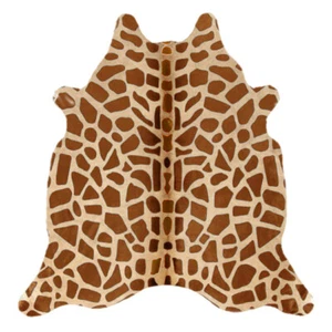 Alfombra de cuero de vaca real 8x7 pies estampado de jirafa pelo natural piel de vaca cebra marrón - Imagen 1 de 3