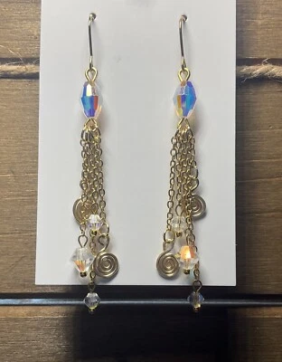 Pendientes colgantes hechos a mano aurora boreal de 3 pulgadas de largo  Foto 1 de 3