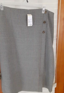 Christopher & Banks Damen Gr. 14 lang schwarz/weiß/ mit braun kariertem Rock neu - Bild 1 von 9