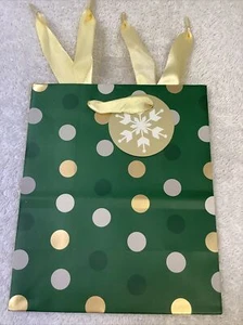 HALLMARK INSPIRATIONS GIFT BAG GREEN WITH GOLD & SILVER CIRCLES 6 1/2 IN NEW - Picture 1 of 1