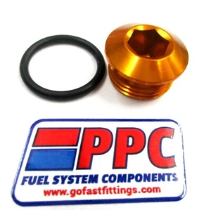 10 an slim line orb o ring boss port plug show polished Gold anodized aluminum  - Bild 1 von 2