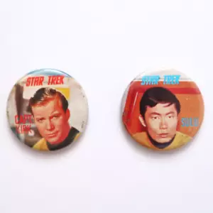 Star Trek Kellogg's Sugar Smacks Captain Kirk and Sulu Pin Badges 1969 - Picture 1 of 2