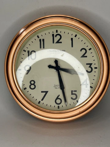 Sterling and Noble 7.5" Copper Analog Wall Clock Tested and Working Cover
