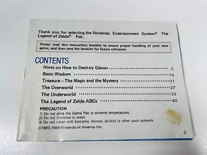 Legend Of Zelda -- Nintendo NES Original Manual Instruction Booklet - Picture 1 of 5