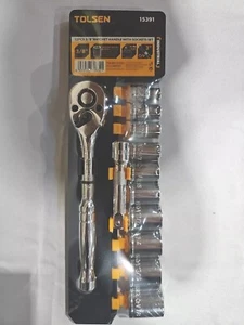 Tolsen Juego de 12 Piezas 3/8" Mango de Trinquete y Enchufes Industrial SAE 15391 - Imagen 1 de 1