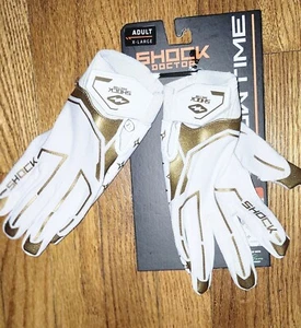 Shock Doctor Showtime Lux White/Gold Football Gloves Size XL - Picture 1 of 5