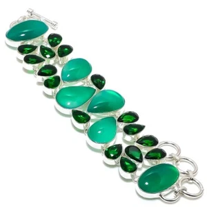 Montana Agate Gemstone Handmade 925 Sterling Silver Jewelry Bracelet Size 7-8" - Picture 1 of 1