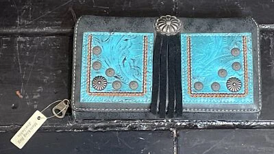 NEW Montana West Turquoise Western Trifold Zipper Card Wallet 7.5” Fringe NWT - Image 1 of 4