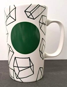 2014 Starbucks große Kaffeetasse Becher 16 Unzen grüne Punkte Würfel Trapeze - Bild 1 von 6