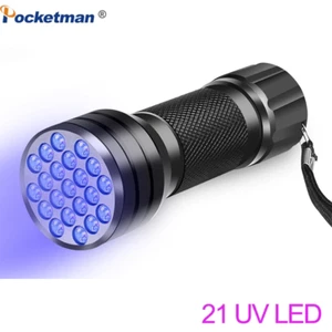 UV Flashlight 21LED 12LED UV Light 395-400nm LED UV Flashlights linterna torch U - Picture 1 of 3