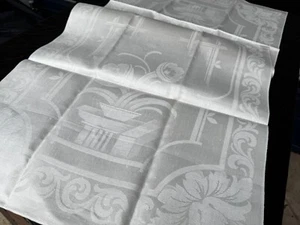 Art Deco  Leinendamast Handtuch/Tischläufer floral um 1925 - Bild 1 von 8