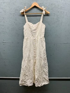 Urban Outfitters White Button Front Midi Dress Womens Medium Tie Strap NWT - Picture 1 of 9