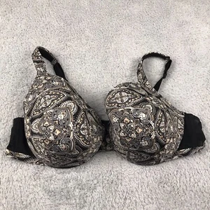 Cacique Bra 46C Black/Brown Bandanna Print Full Coverage Lined Underwire - Picture 1 of 5