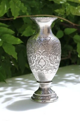 Jarrón antiguo élite plata 84 hecho a mano aguja grabado Oriente Medio Foto 1 de 4