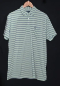 Fish Hippie Performance Polo - Green Blue Striped - Sz M* - Picture 1 of 5
