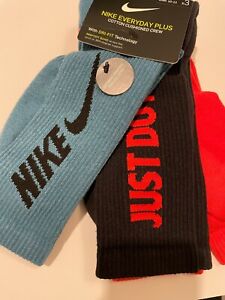 Nike Everyday Plus Cushioned Training Crew Socks (3 Pairs) JDI SIZE: 8-12/12-15