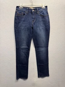Levis 505 Straight Leg Jeans Dark Wash Denim 98% Cotton 2% Elastane Womens 14 - Picture 1 of 13