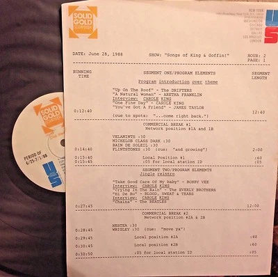 RADIO SHOW: 6/28/88  CAROLE KING/GERRY GOFFIN! 4 RARE INTERVIEWS w/CAROLE KING - Image 1 of 2