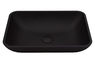 Novo Vigo VG07110 18" Vaso de Vidro Retangular Pia de Banheiro Preto Sem Dreno - Imagem 1 de 3