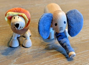 2er Set ANAMALZ Holz orange Löwe und blauer Elefant Figuren Figuren - Bild 1 von 13