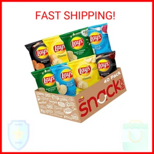 Lay's Potato Chips, 4 Flavor Variety Pack, 1 oz Single Serve Bags, (40 Pack) - Picture 1 of 2