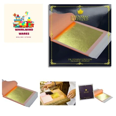 Hojas de hoja de oro genuino 23K, 25 hojas de transferencia 3,4 pulgadas bktsAKA oro real le... Foto 1 de 4