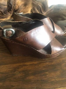 Geboren 100% braune Leder Keilsandaletten 7 1/2 - Bild 1 von 5
