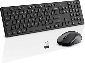 2.4Ghz Slim Ergonomic Keyboard and Mouse Combo Qwerty Keyboard Quiet Computer - Picture 1 of 9