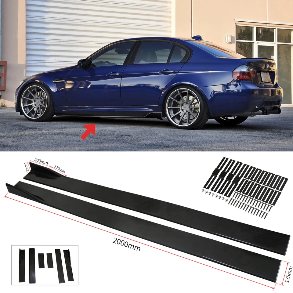 For BMW E90 E92 E93 2006-21 Gloss Black Side Skirt Extension Lip Rocker Splitter Foto 1 de 4