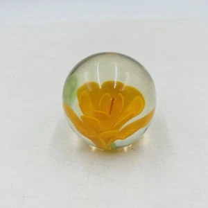 Vintage Murano Stil Kunst Glas Briefbeschwerer Orange Rot Blume Lampwork 8,4 Unzen - Bild 1 von 6