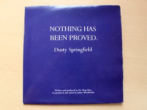 EX- !! Dusty Springfield/Nothing Has Been Proved/1989 7" Single/Pet Shop Boys - Picture 1 of 5
