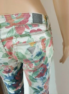 GUESS JEANS FLORAL BLUMEN BLÄTTER PRINT MUSTER SKINNY BOHO VINTAGE STYLE HOSE  - Bild 1 von 7