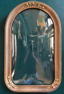 Huge 1910s Floral Style / Art Deco Convex Bubble Glass Cathedral Frame - Picture 1 of 9