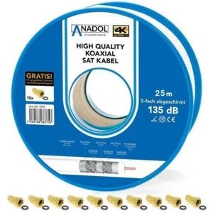  Anadol Koaxialkabel 25m 5-Fach geschirmt Brandschutz ECA Antennenkabel SAT Koax - Bild 1 von 4