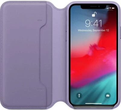 Custodia Folio In Pelle Originale Apple iPhone XS - Viola Lilla - Nuova - Immagine 1 di 4